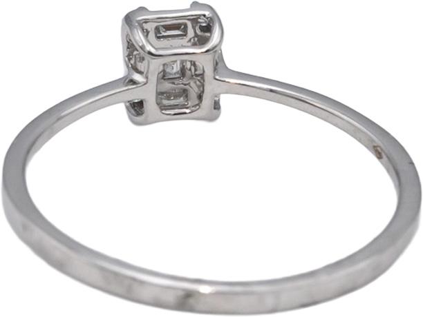 18k White Gold VS Emerald & Round Diamond Band Ring 0.20CT Size 7