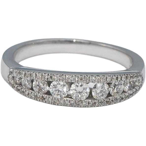18k White Gold VS Round Diamond Band Ring 0.55CT Size 6.75