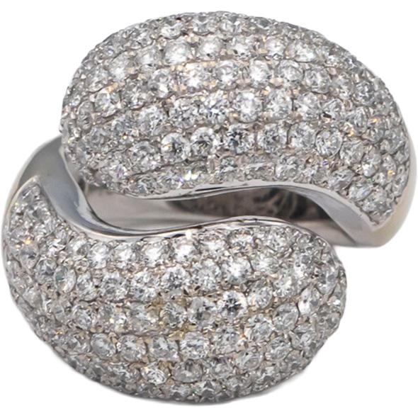 18k White Gold Round Diamond Cluster Pave Bypass Ring 3.93CT Size 6.75