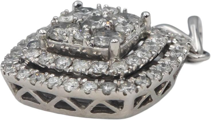 10k White Gold Round Diamond Cluster Pendant 1.33CT