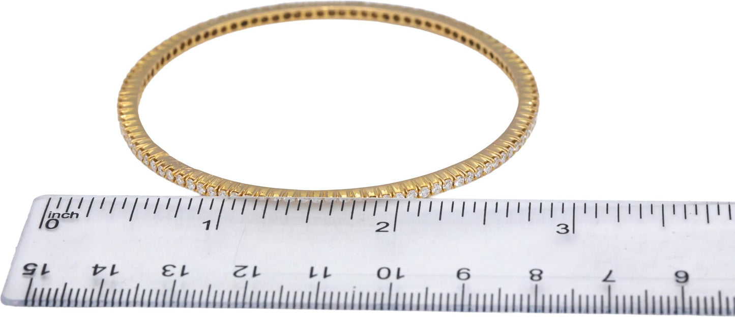 18k Yellow Gold VS Round Diamond Eternity Stackable Bangle Bracelet 2.0CT