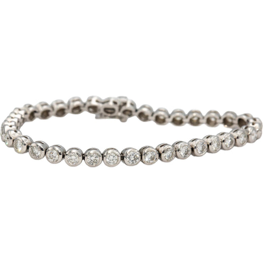 14k White Gold VS Round Bezel Set Diamond Tennis Bracelet 4.0CT