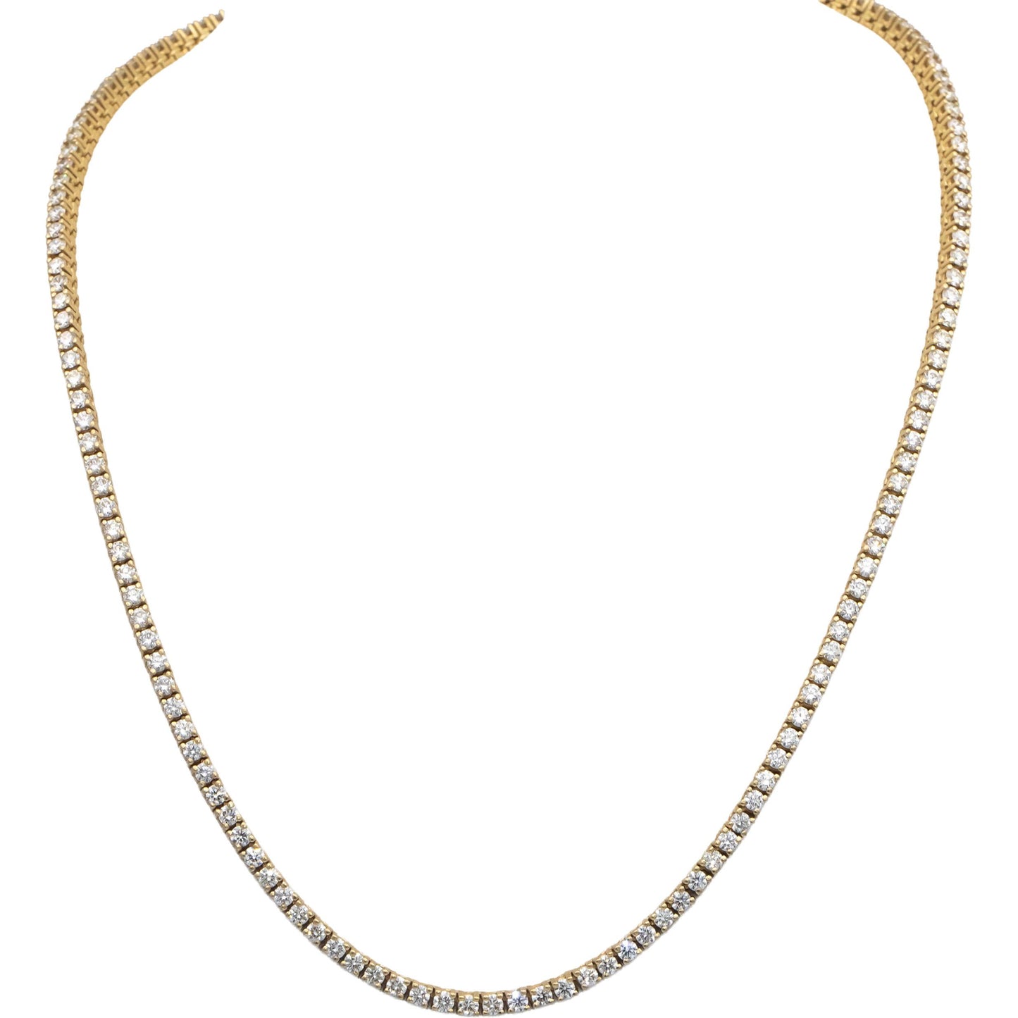 14k Yellow Gold VS Round Diamond Tennis Necklace 11.06CT
