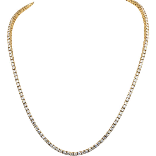 14k Yellow Gold VS Round Diamond Tennis Necklace 11.06CT