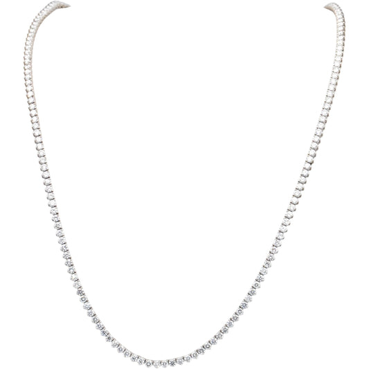 14k White Gold VS Round Diamond Three-Prong Tennis Necklace 15.46CT