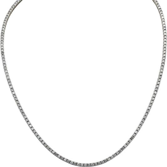 18k White Gold Round Diamond Tennis Necklace 4.49CT