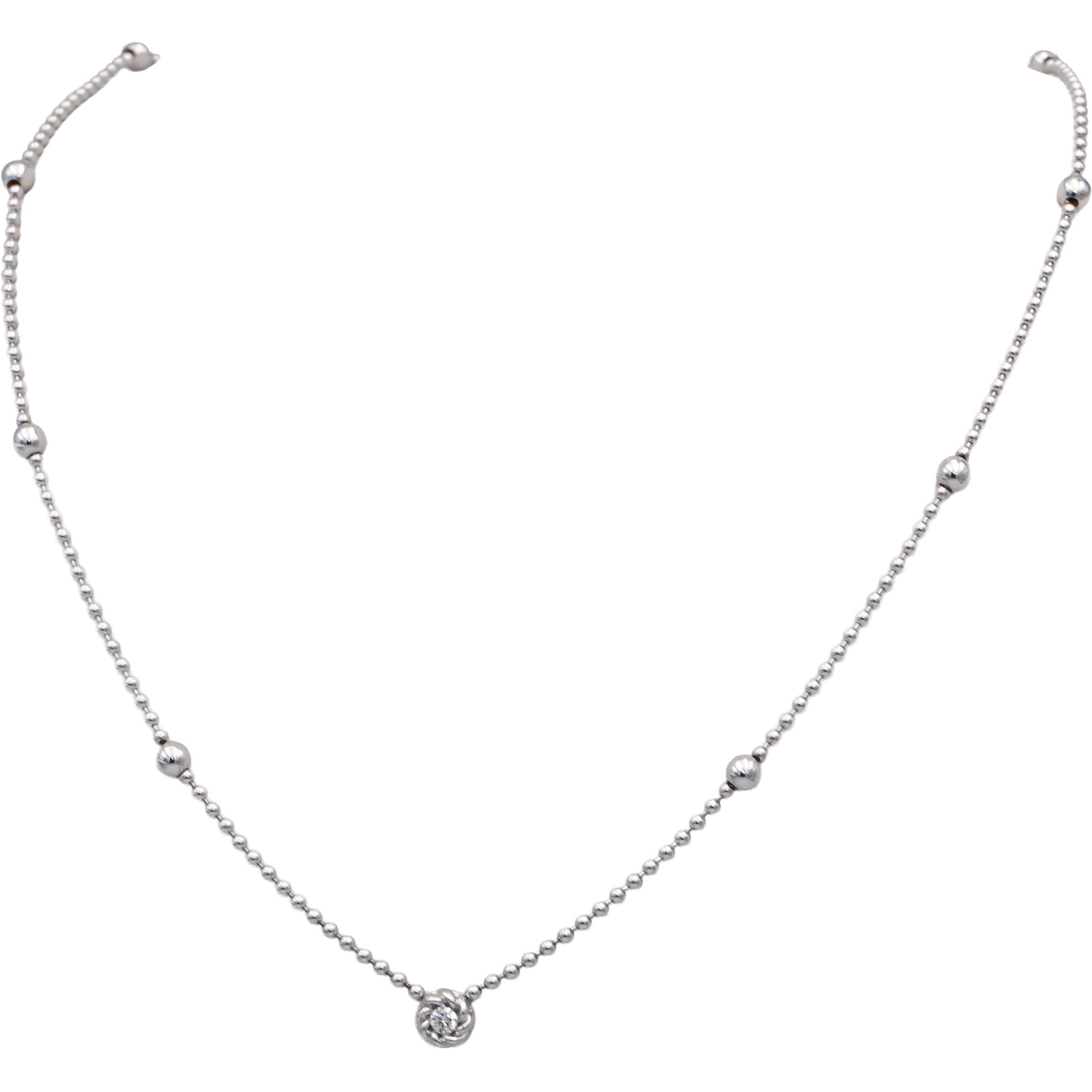ROBERTO COIN 18k White Gold VS Round Diamond Beaded Station Necklace 0.10CT