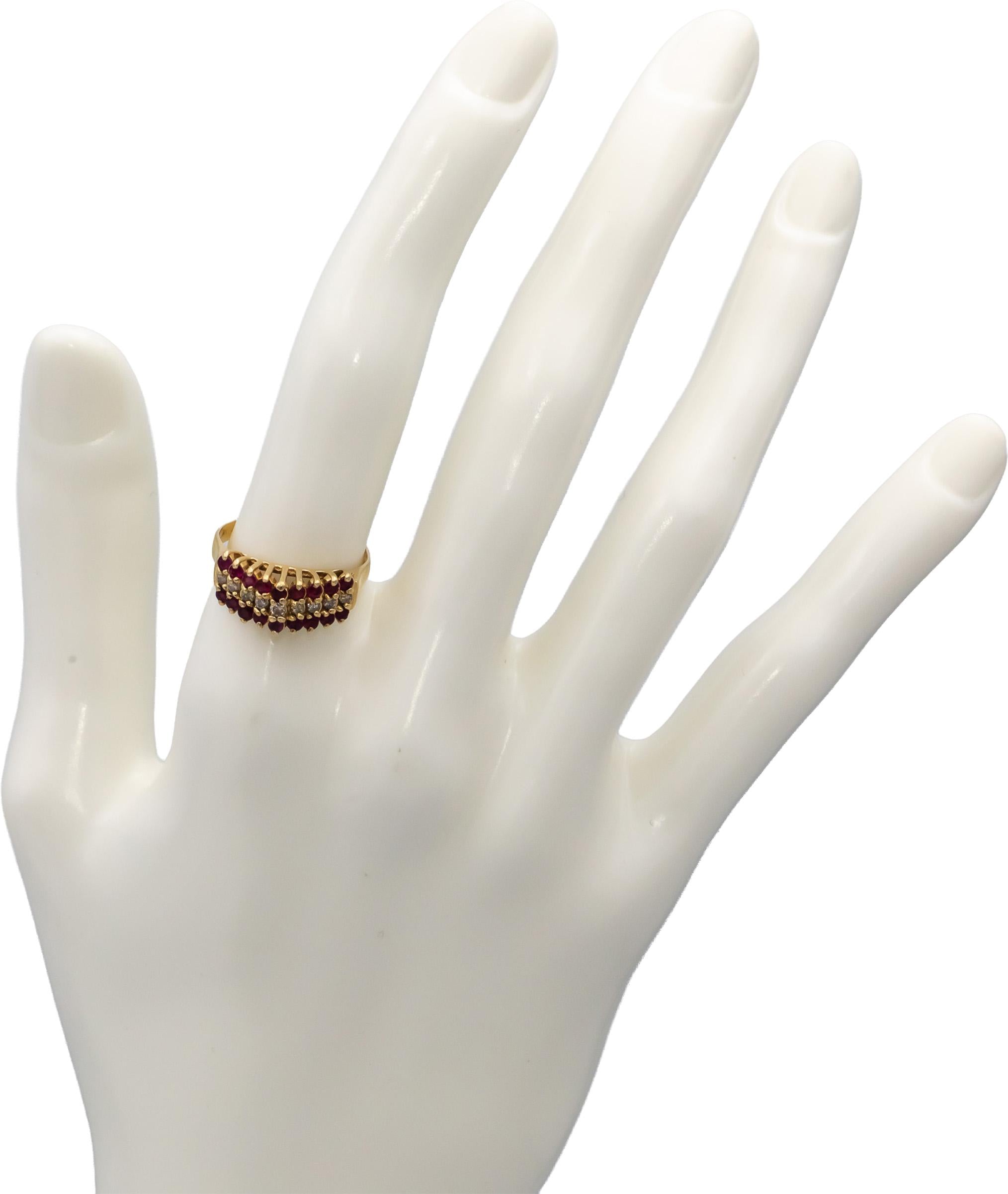 14k Yellow Gold Round Diamond and Ruby Cocktail Ring 0.35CTW Size 6.25