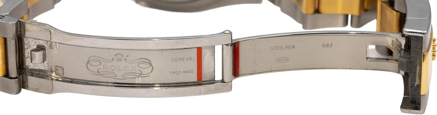 ROLEX 18k Gold Stainless Steel Datejust Black Factory Dial 36mm Watch Ref 126233