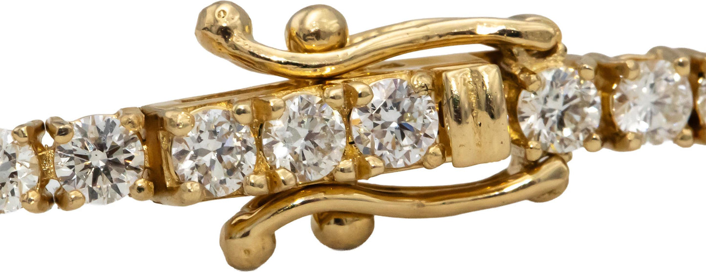 14k Yellow Gold Round Diamond Tennis Bracelet 4.39CT