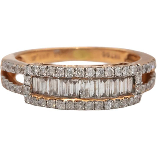 14k Rose Gold Baguette and Round Diamond Cocktail Ring 1.0CT Size 7.5