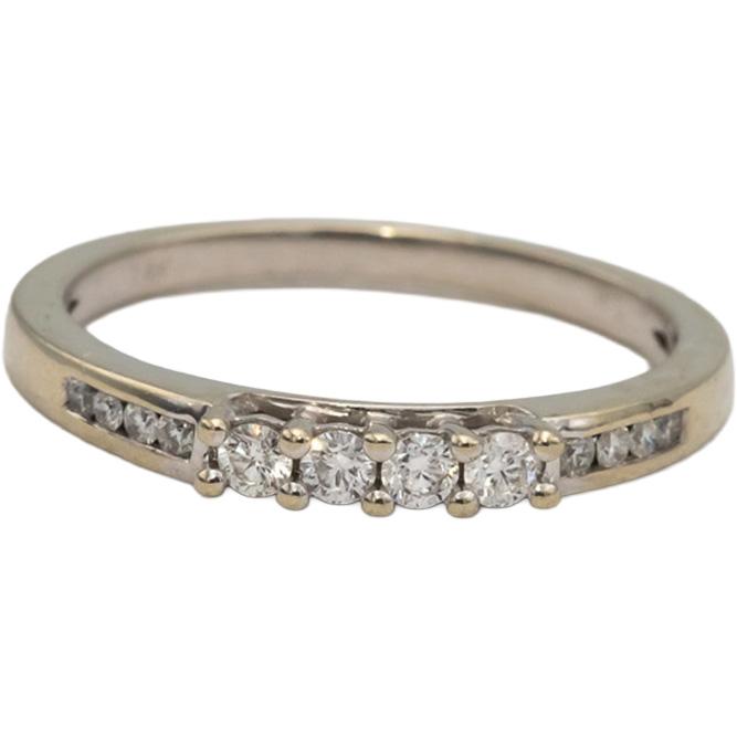 14k White Gold Round Diamond Band Ring 0.22CT Size 7