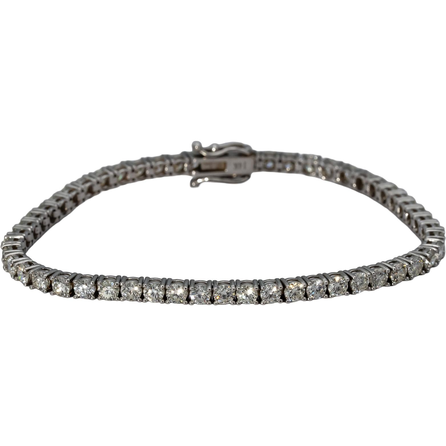 14k White Gold VS Round Diamond Tennis Bracelet 5.72CT