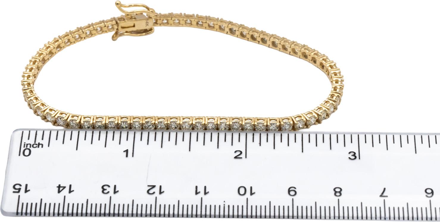 14k Yellow Gold VS Round Diamond Tennis Bracelet 4.56CT