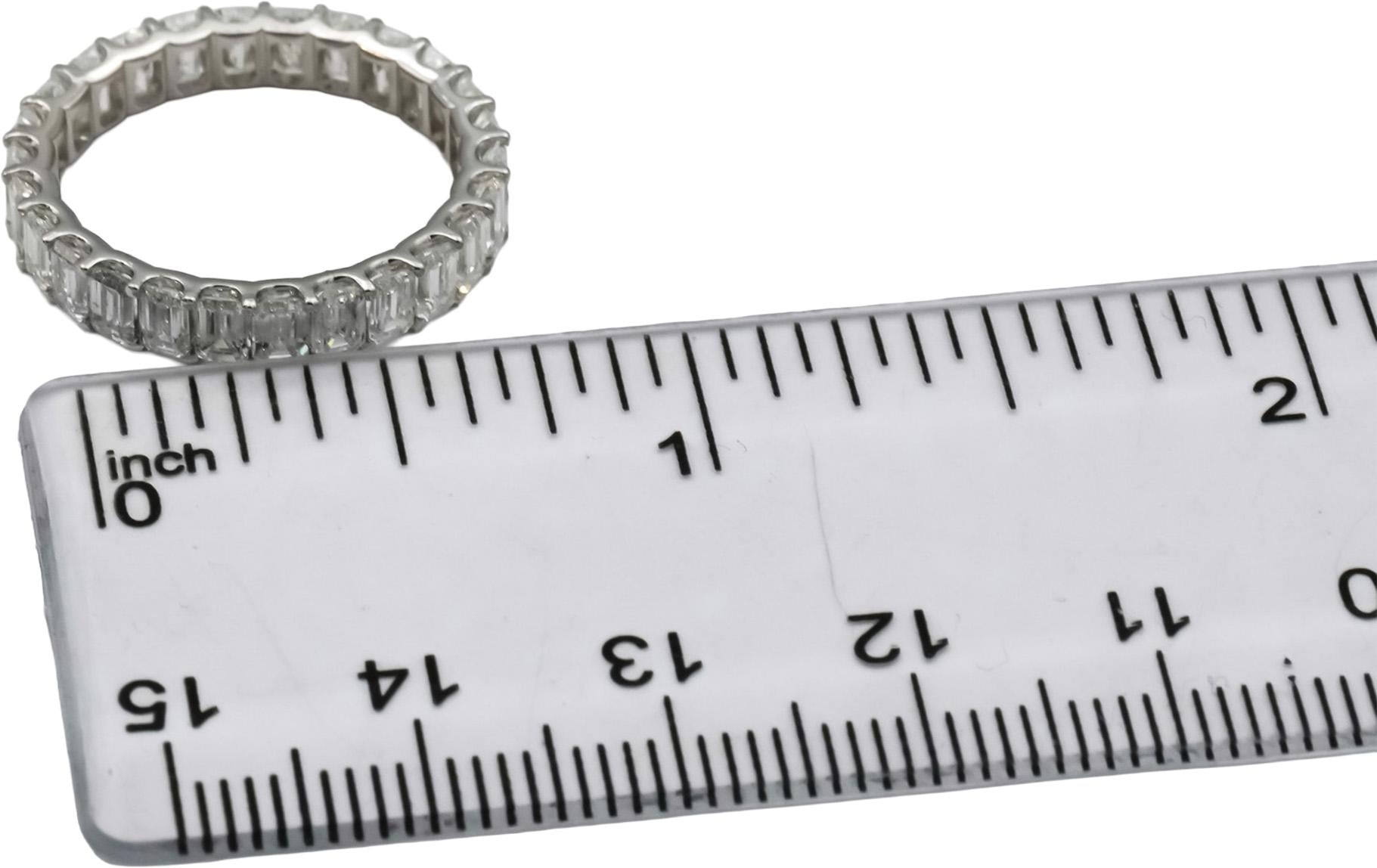 14k White Gold VS Emerald Cut Diamond Eternity Band Ring 3.10CT Size 6.5