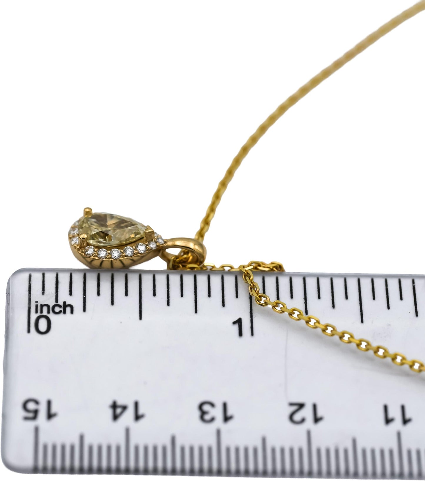 18k & 14k Yellow Gold White & Light Yellow Diamond Pendant Necklace 1.12CT