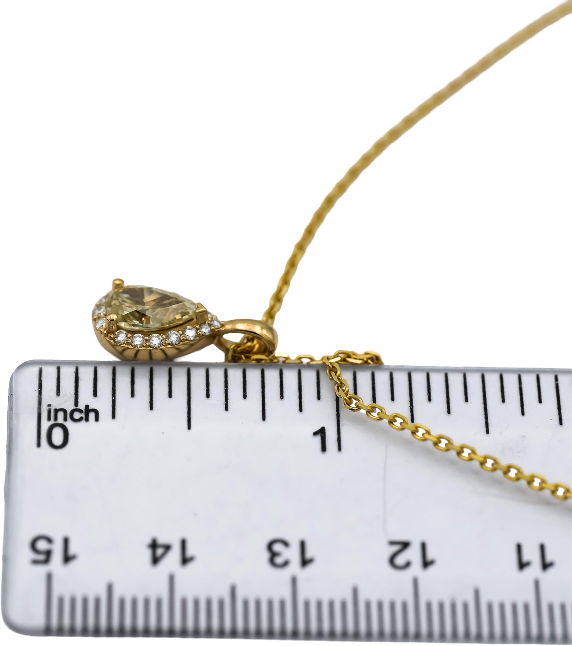 18k & 14k Yellow Gold White & Light Yellow Diamond Pendant Necklace 1.12CT