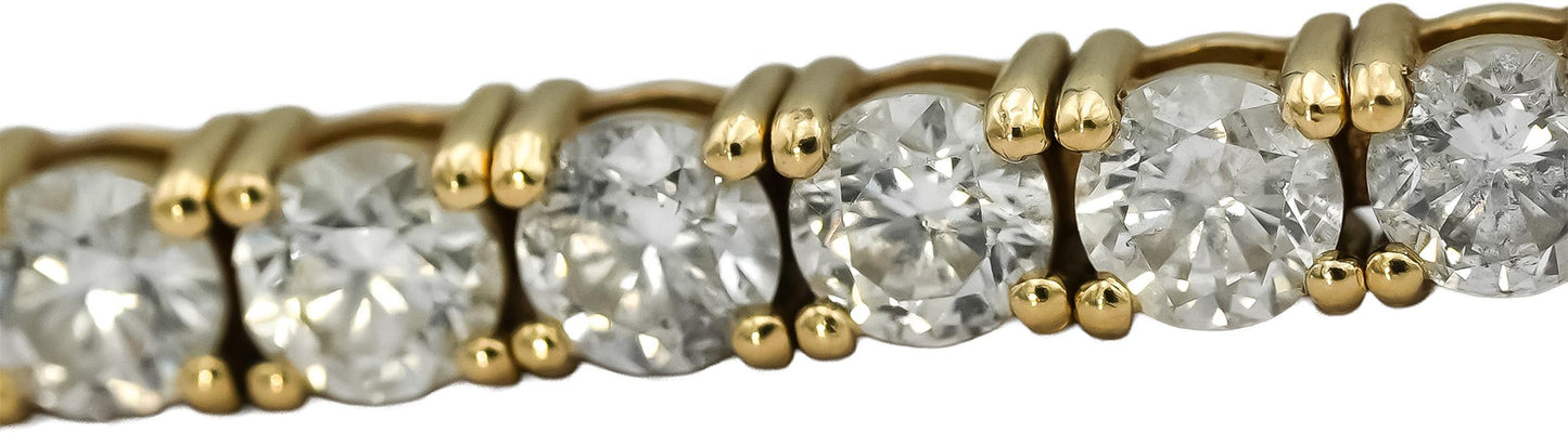 14k Yellow Gold Round Diamond Tennis Bracelet 5.20CT