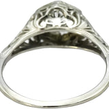 GIA Vintage Antique 18k White Gold VS1/G Diamond & Sapphire Filigree Ring .78CT