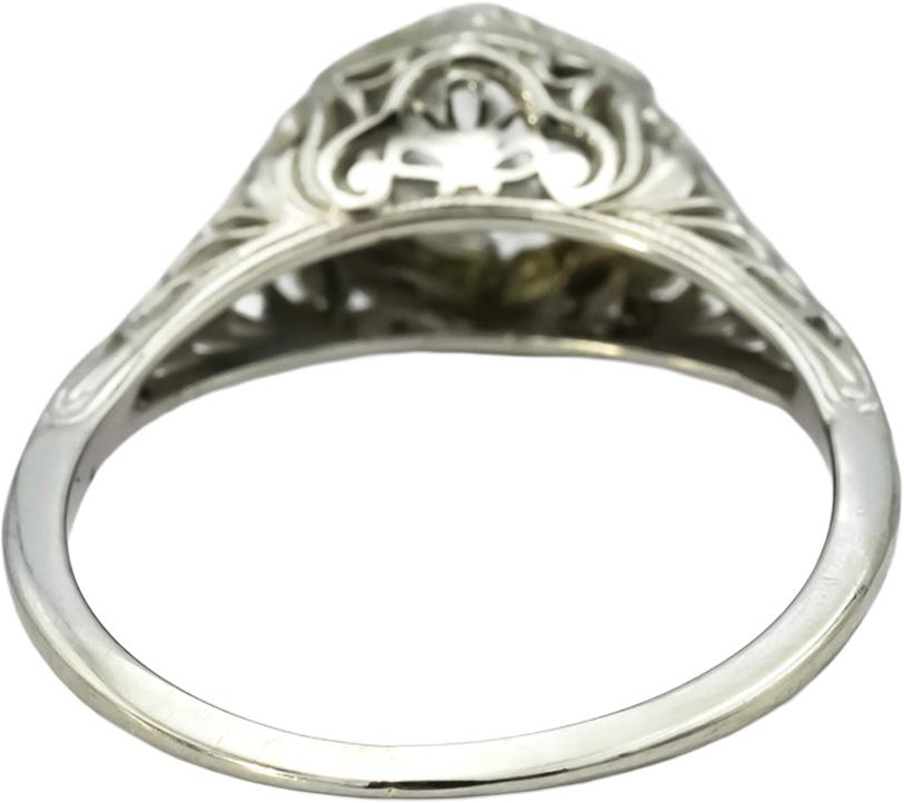 GIA Vintage Antique 18k White Gold VS1/G Diamond & Sapphire Filigree Ring .78CT