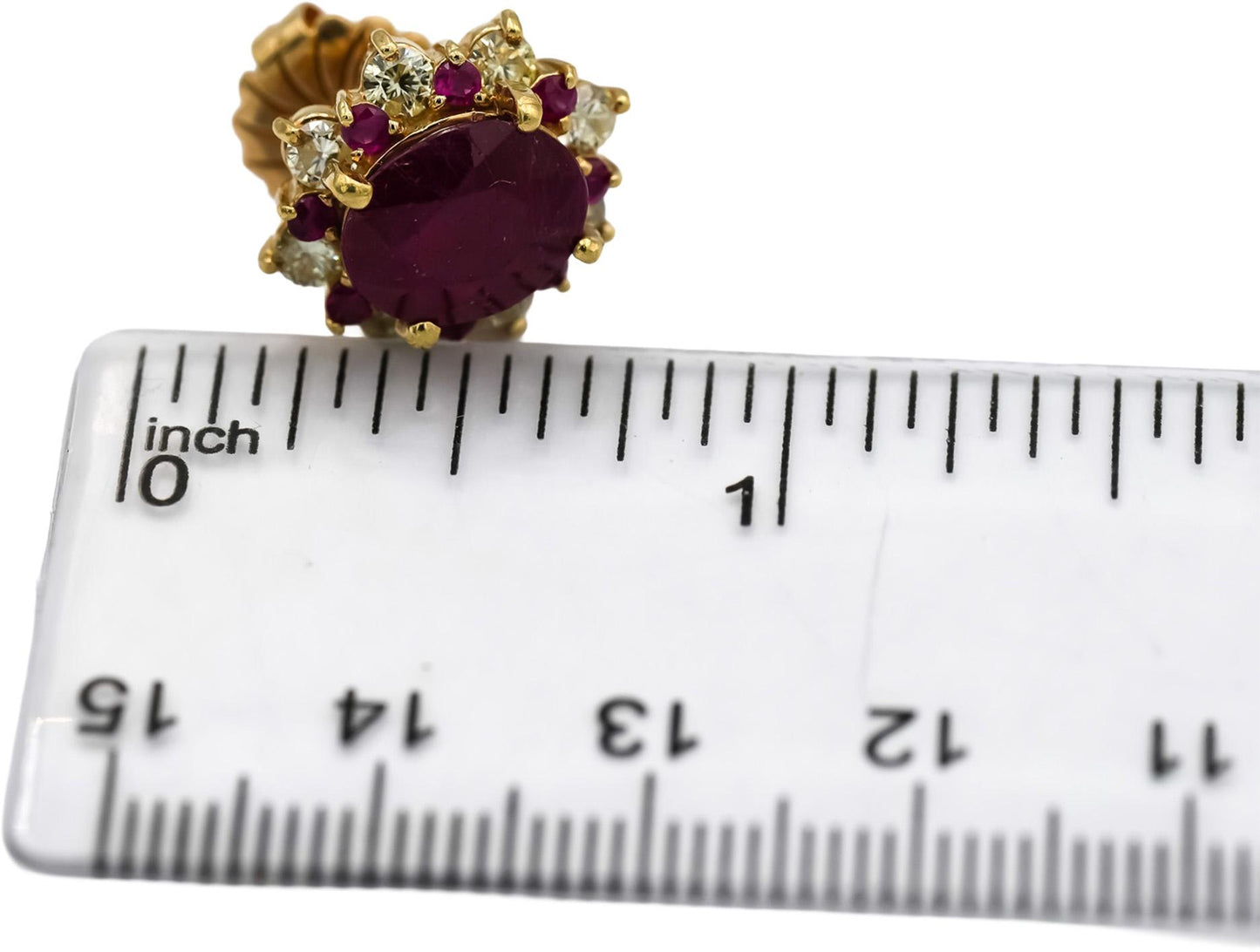 14k Yellow Gold Ruby and Light Yellow Diamond Stud Earrings 8.0CTW