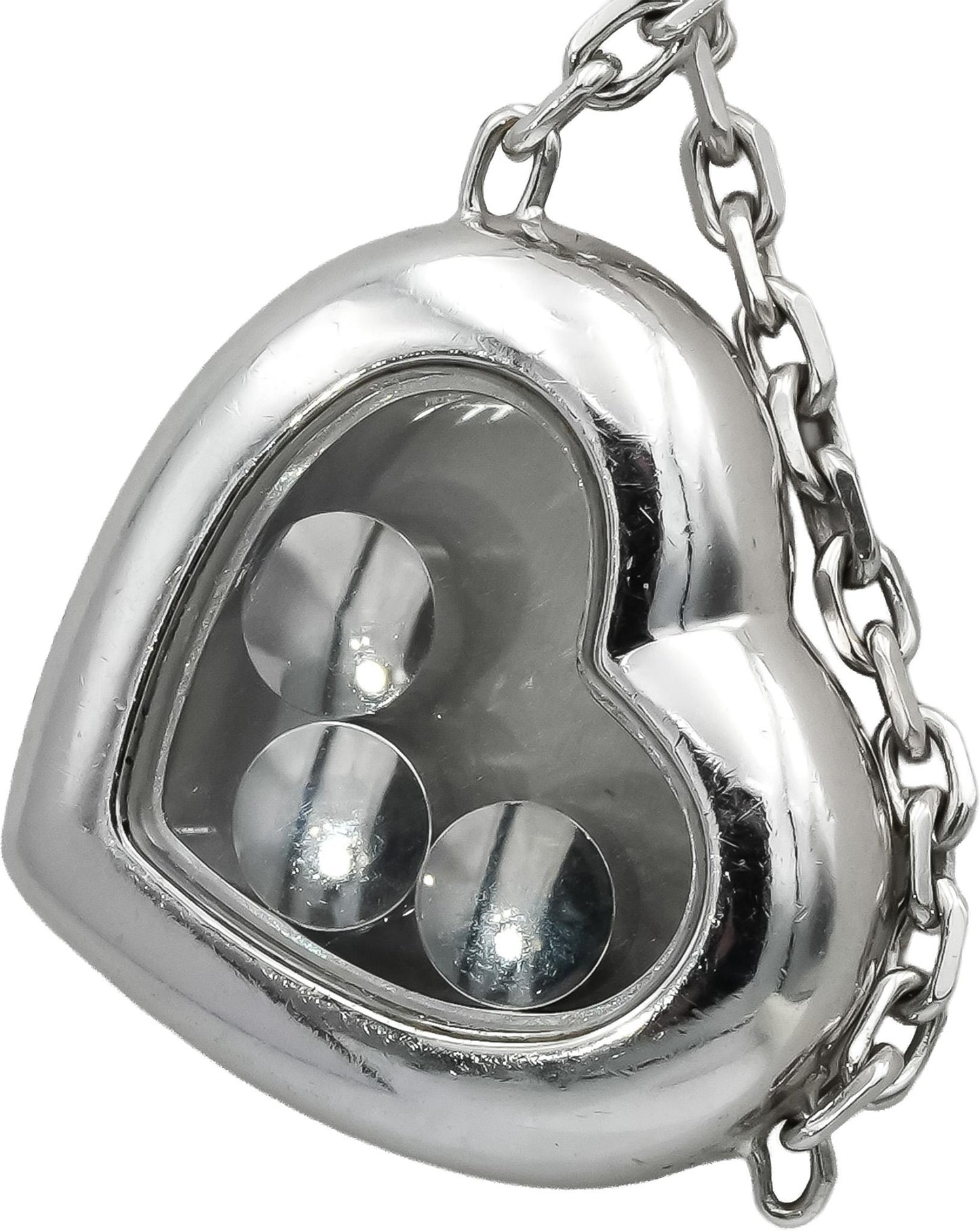 CHOPARD 18k White Gold Happy Diamond Floating Diamond Heart Pendant Necklace