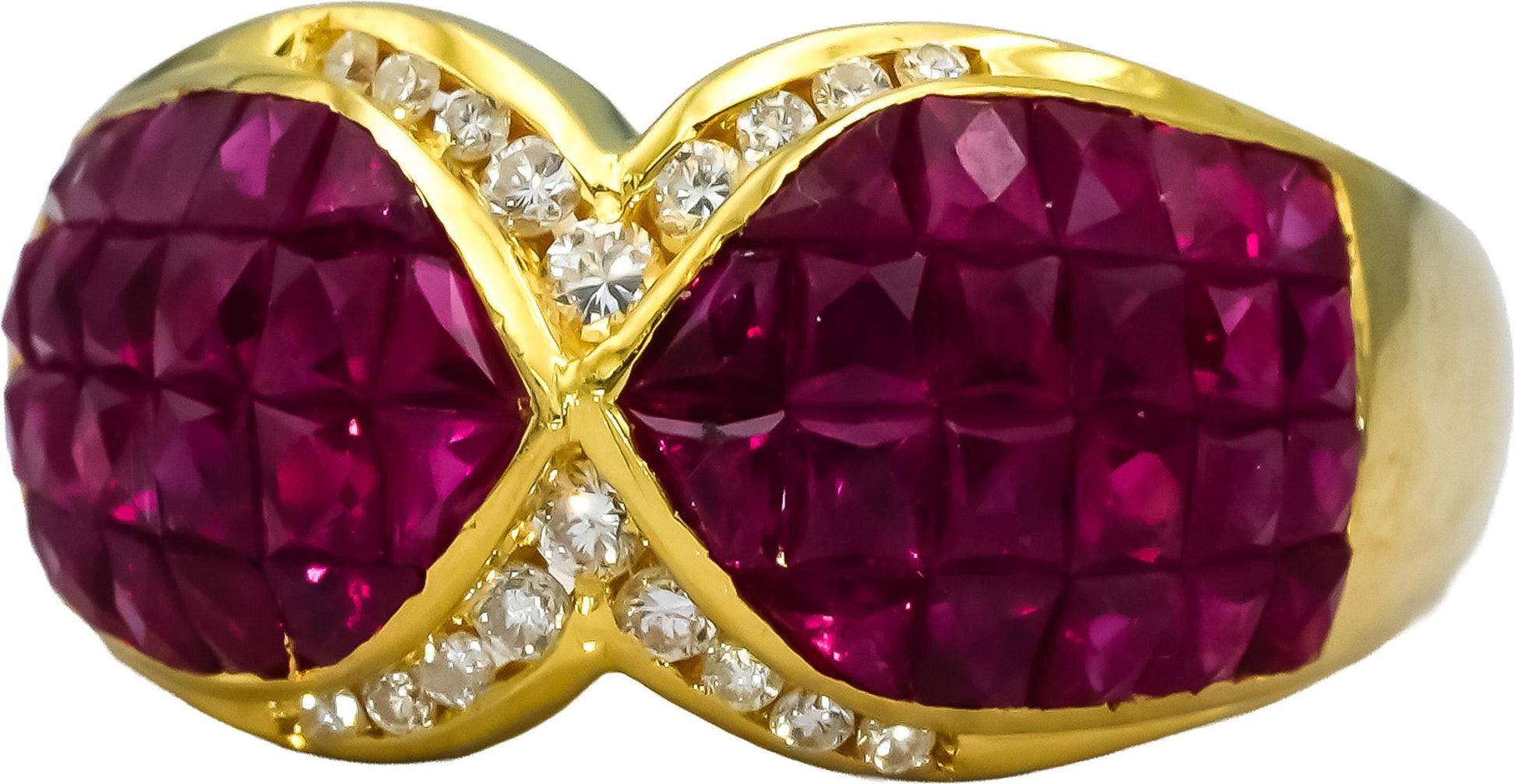 18k Yellow Gold VS Diamond and Ruby Cluster Cocktail Ring 5.20CTW Size 7