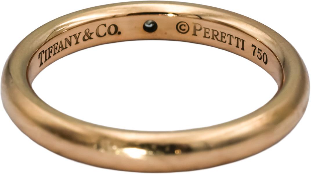 TIFFANY & CO. 18k Rose Gold VS Round Diamond Solitaire Band Ring 0.02CT Size 6