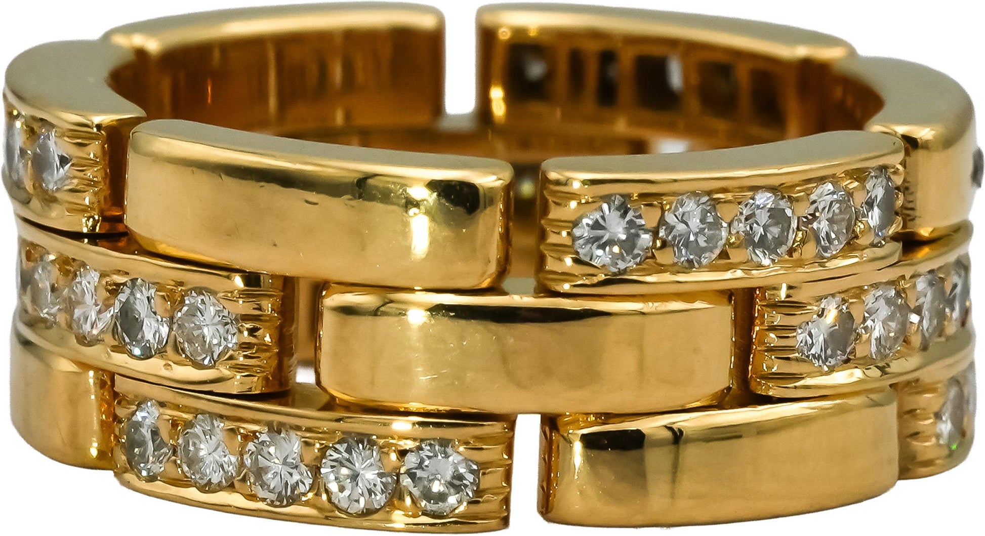 CARTIER 18k Yellow Gold VS Round Diamond Maillon Panthere Ring .90CT Size 53