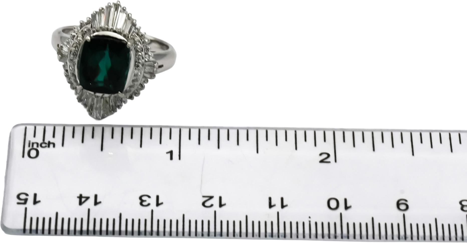 Platinum Tourmaline & VS Diamond Cocktail Ring 3.31CT Size 8