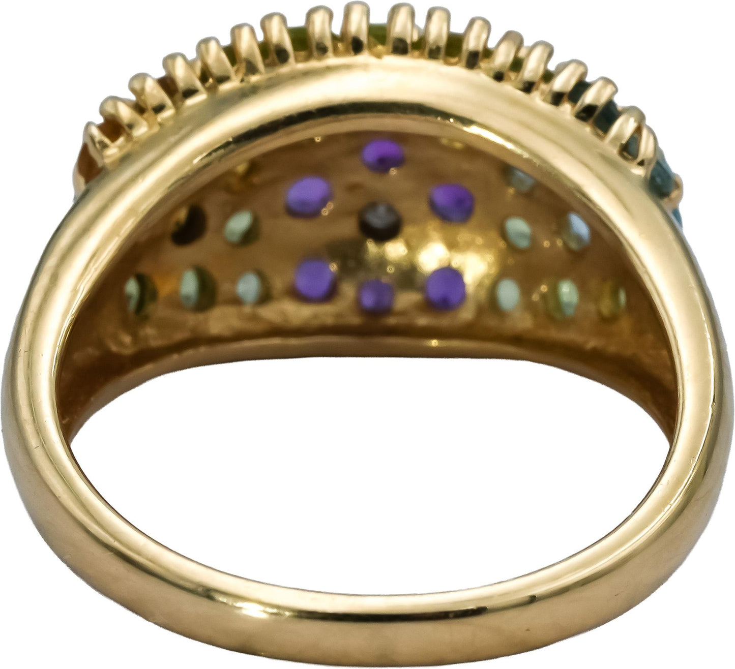 14k Yellow Gold Diamond and Assorted Gemstone Cluster Ring 0.05CT Size 6.5