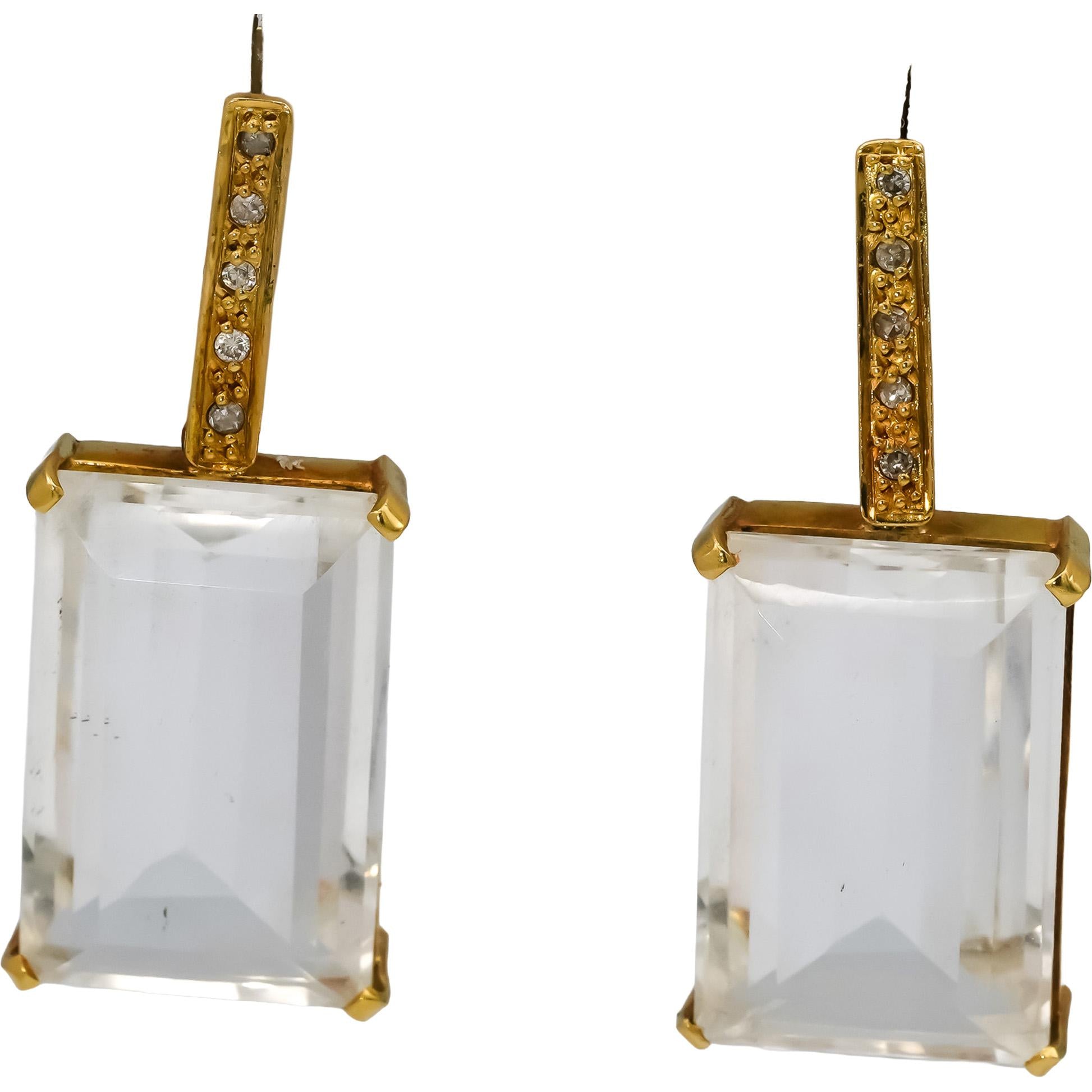 18k Yellow Gold Aquamarine and Diamond Drop Dangle Earrings 30.05CTW