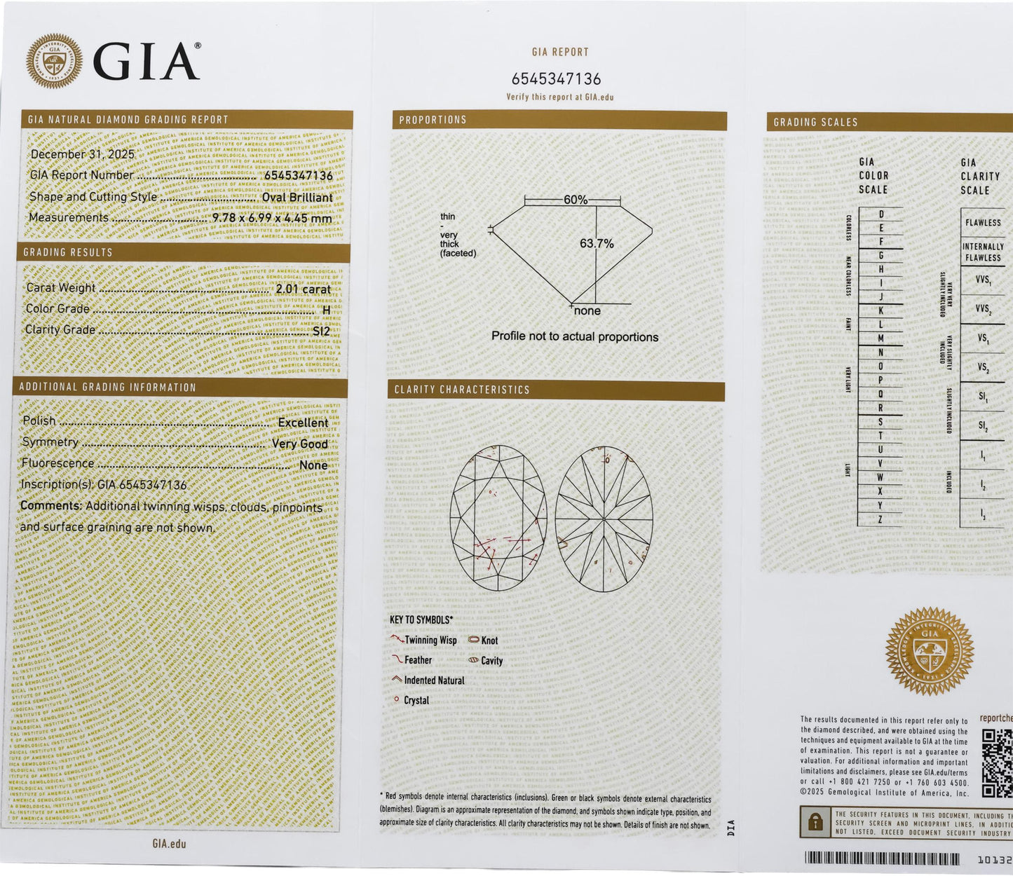GIA Certified SI2/H Oval Brilliant Cut Loose Diamond Stone 2.01CT