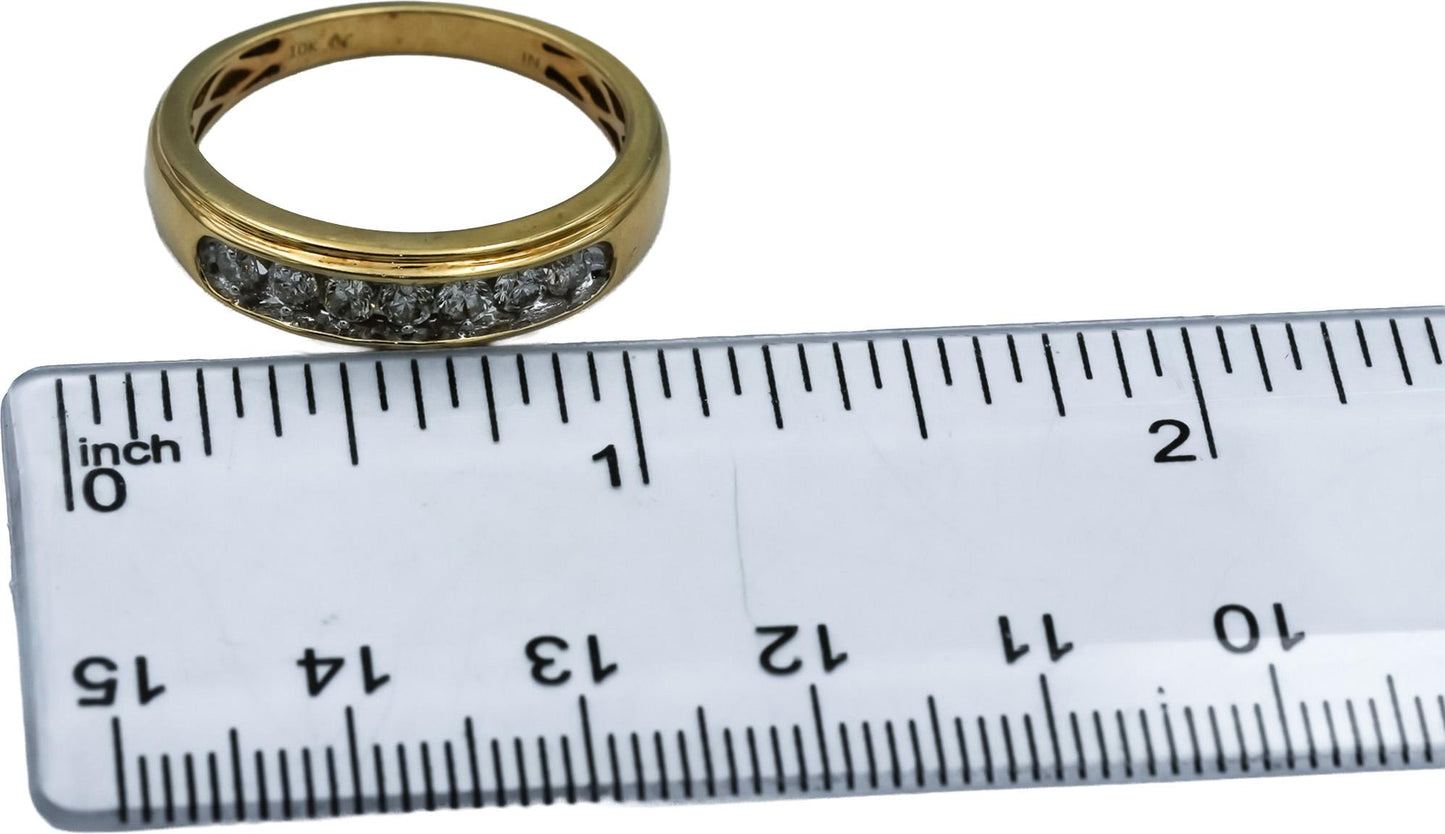 10k Yellow Gold Round Channel Set Diamond Band Ring 0.50CT Size 10