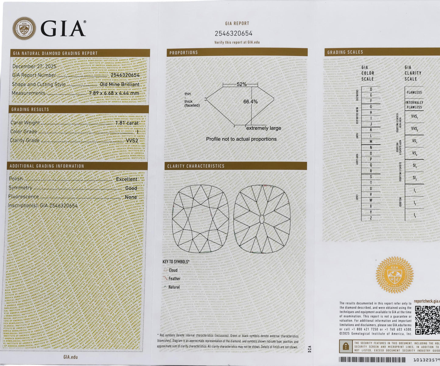 GIA Certified 1.81CT Old Mine Cut Diamond VVS2 Clarity I Color