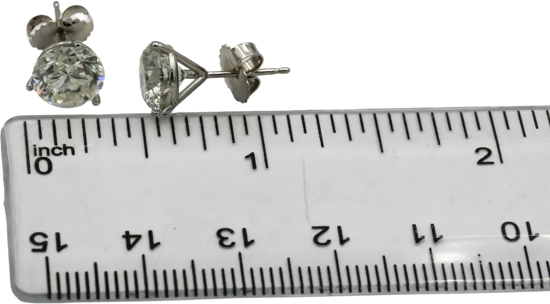 14k White Gold Round Diamond Martini Setting Stud Earrings 4.04CT