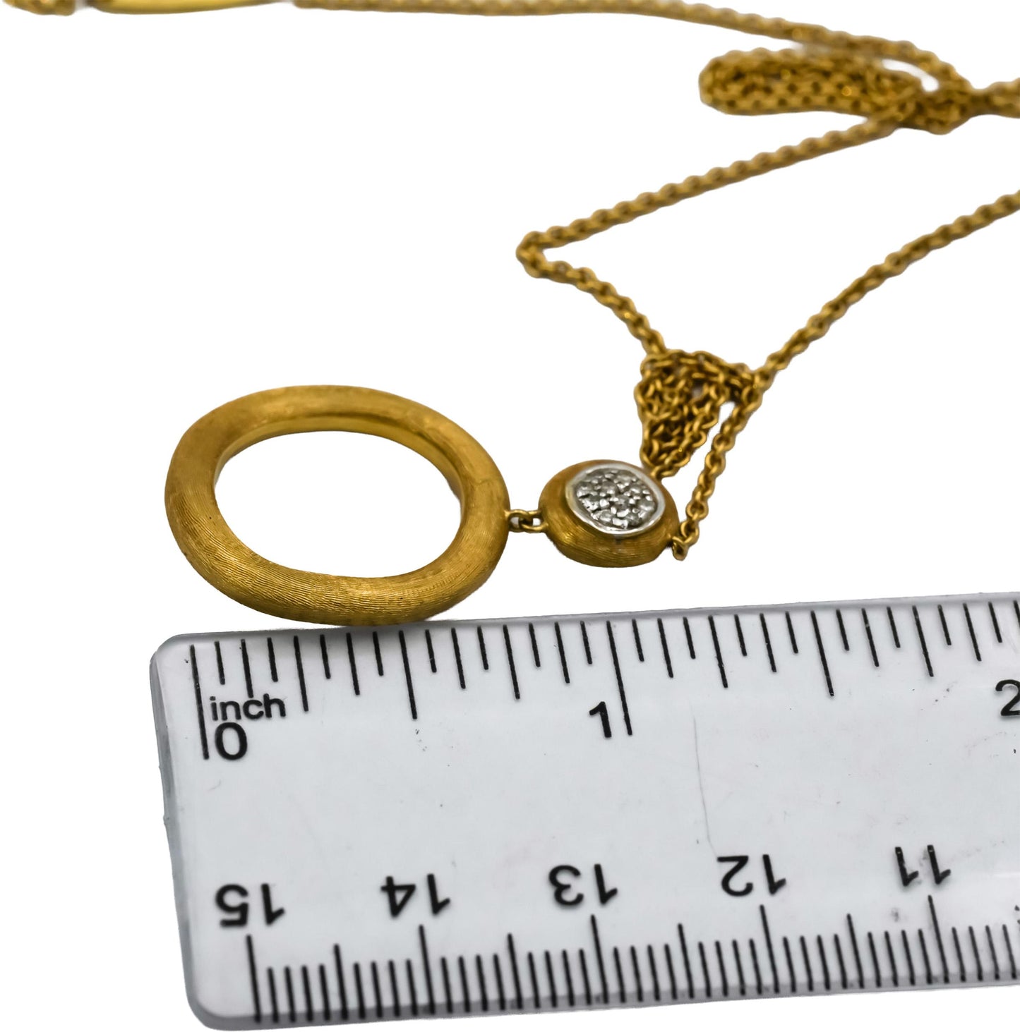 MARCO BICEGO 18k Yellow Gold Diamond Circle Pendant Necklace 0.08CT