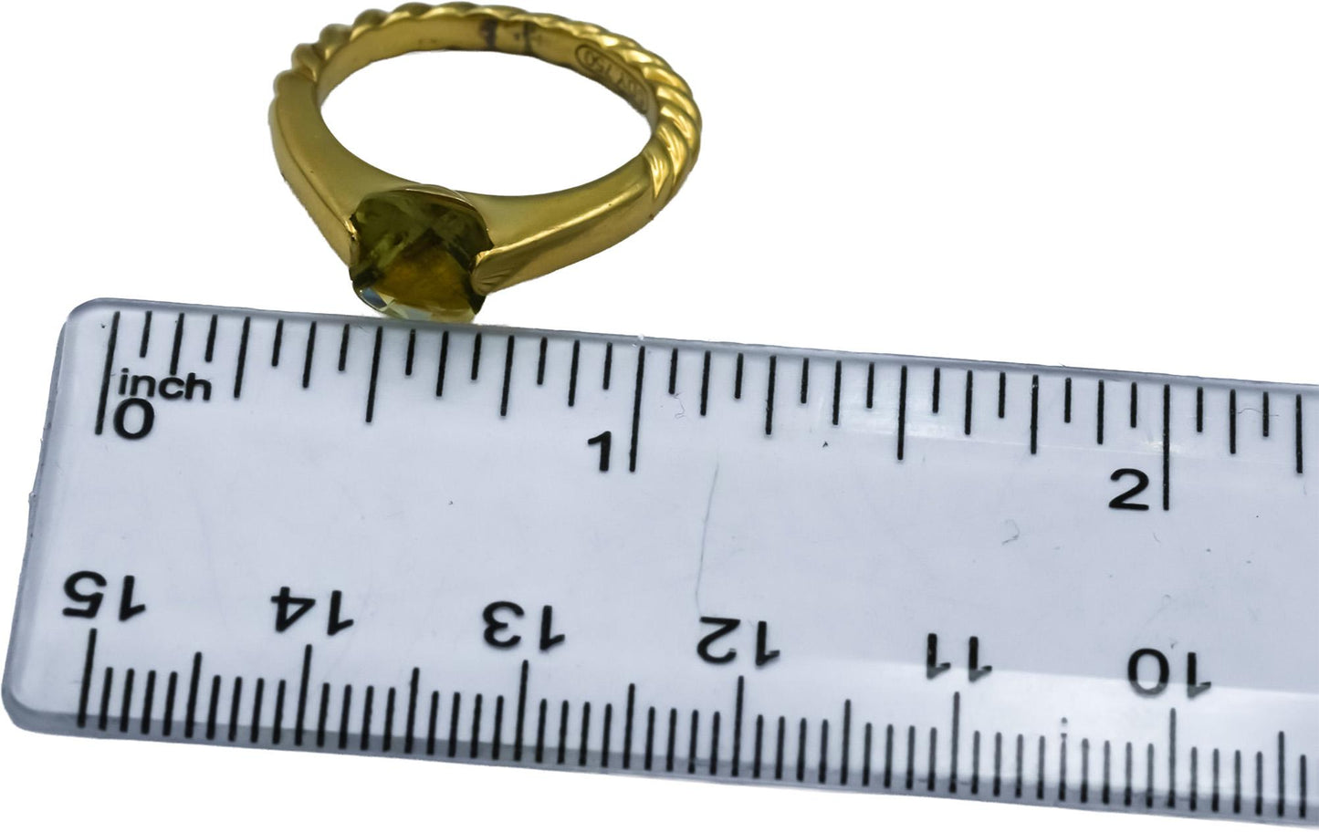 DAVID YURMAN 18k Yellow Gold Cushion Cut Peridot Cocktail Ring Size 6