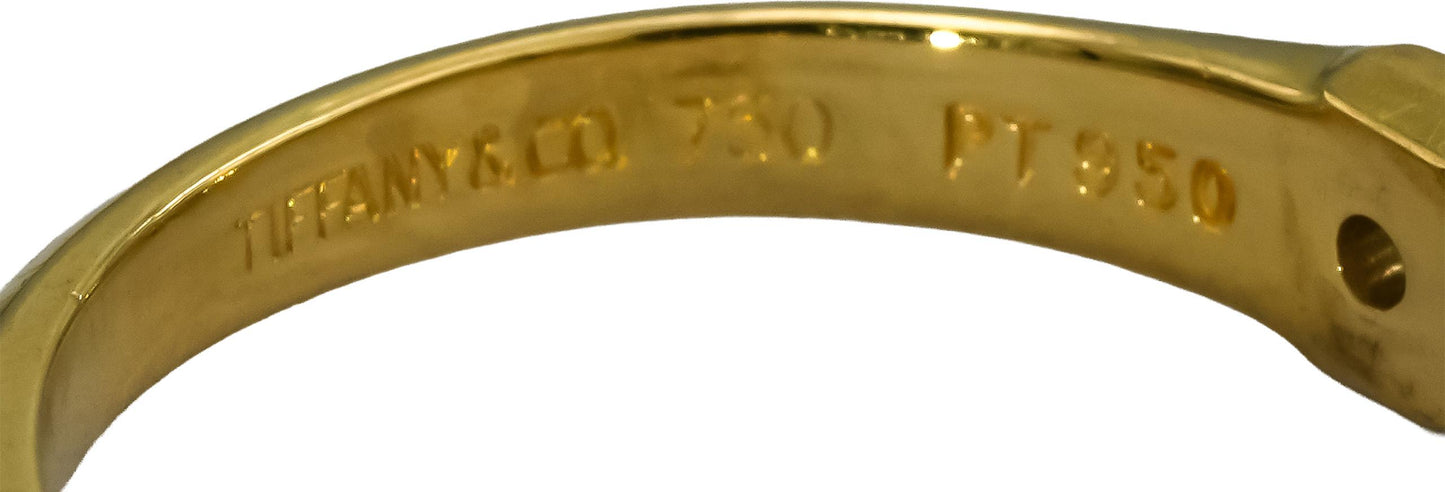 TIFFANY & CO. 18k Gold Platinum VVS1/G Diamond Solitaire Ring .52CT w/ Papers