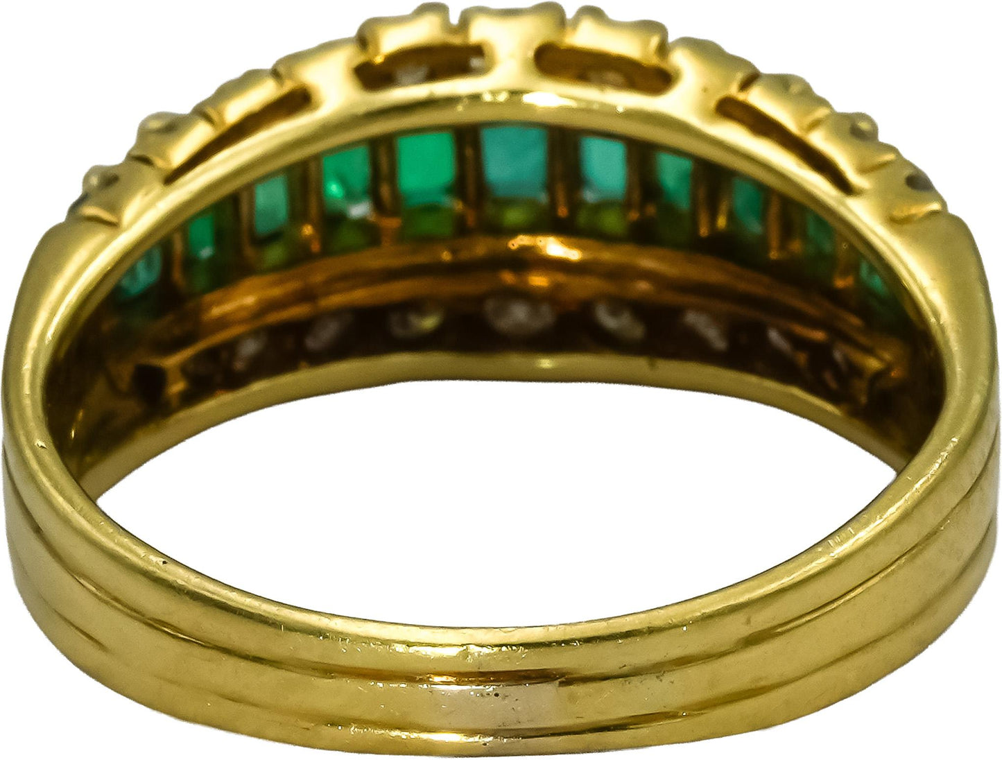 18k Yellow Gold VS Diamond and Emerald Band Ring 1.0CT Size 5.75