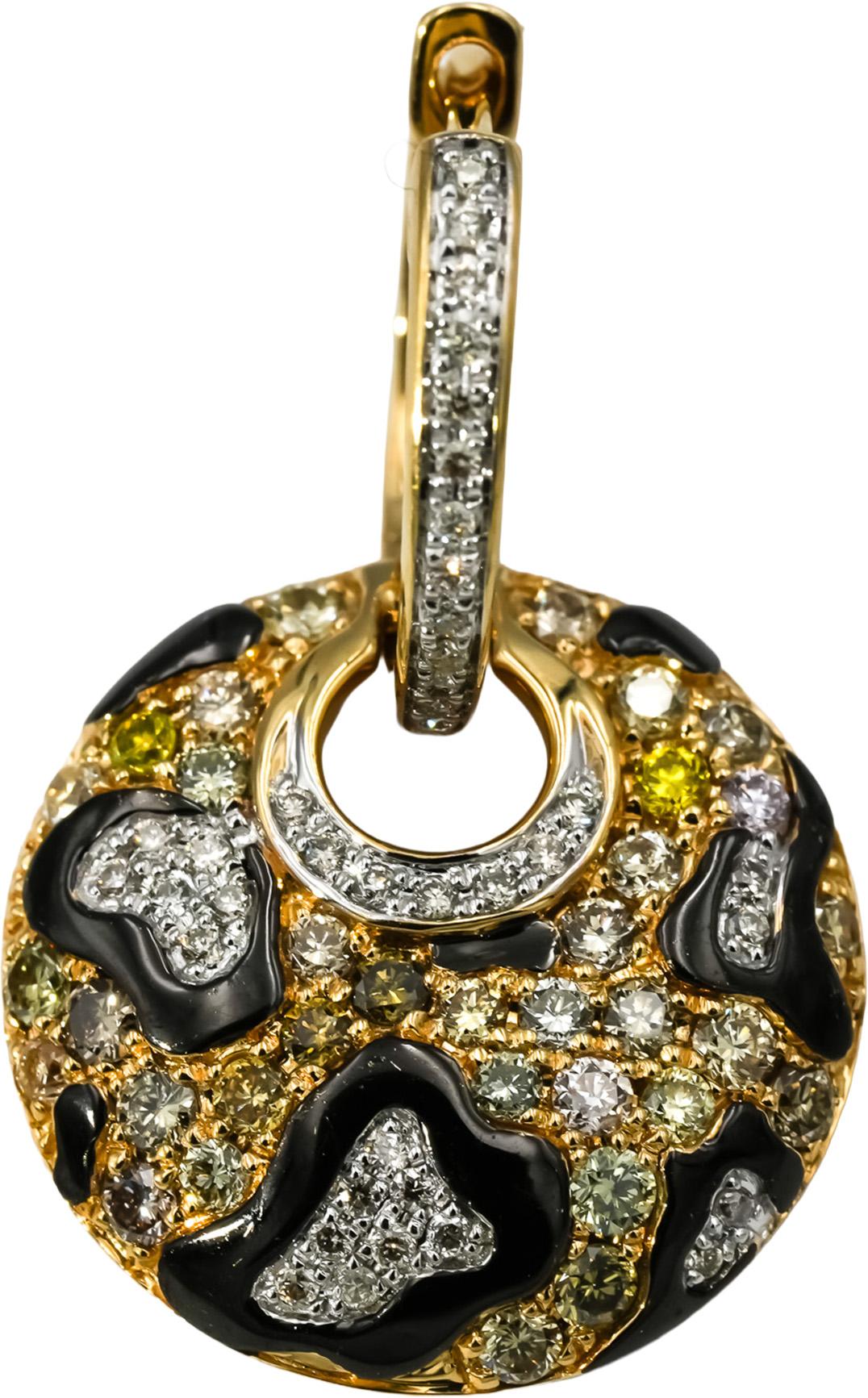 14k Yellow Gold Rhodium VS Diamond Cluster Dangle Earrings 1.0CT