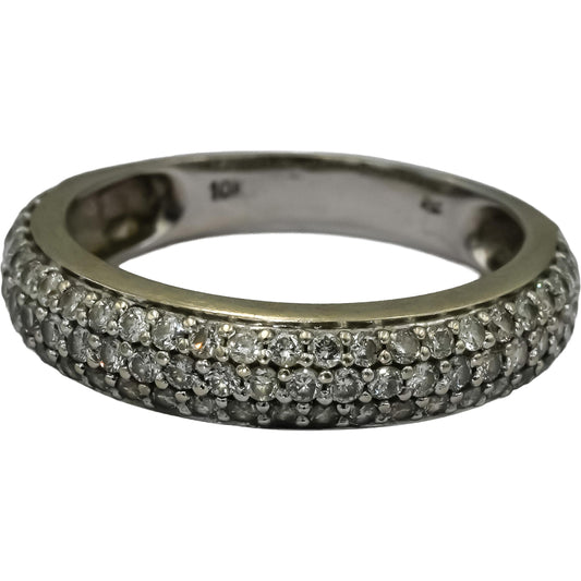 10k White Gold Round Pave Diamond Band Ring 0.50CT Size 6.25