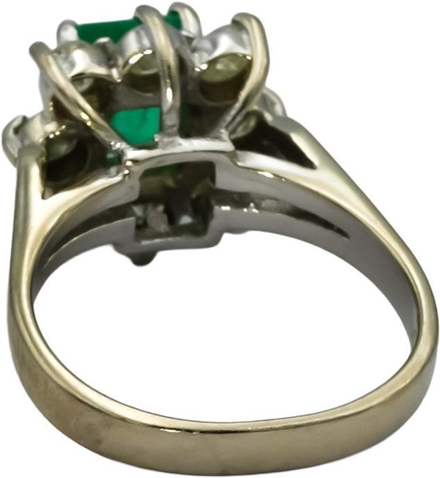 14k White Gold Diamond and Emerald Cocktail Ring 2.0CT Size 6