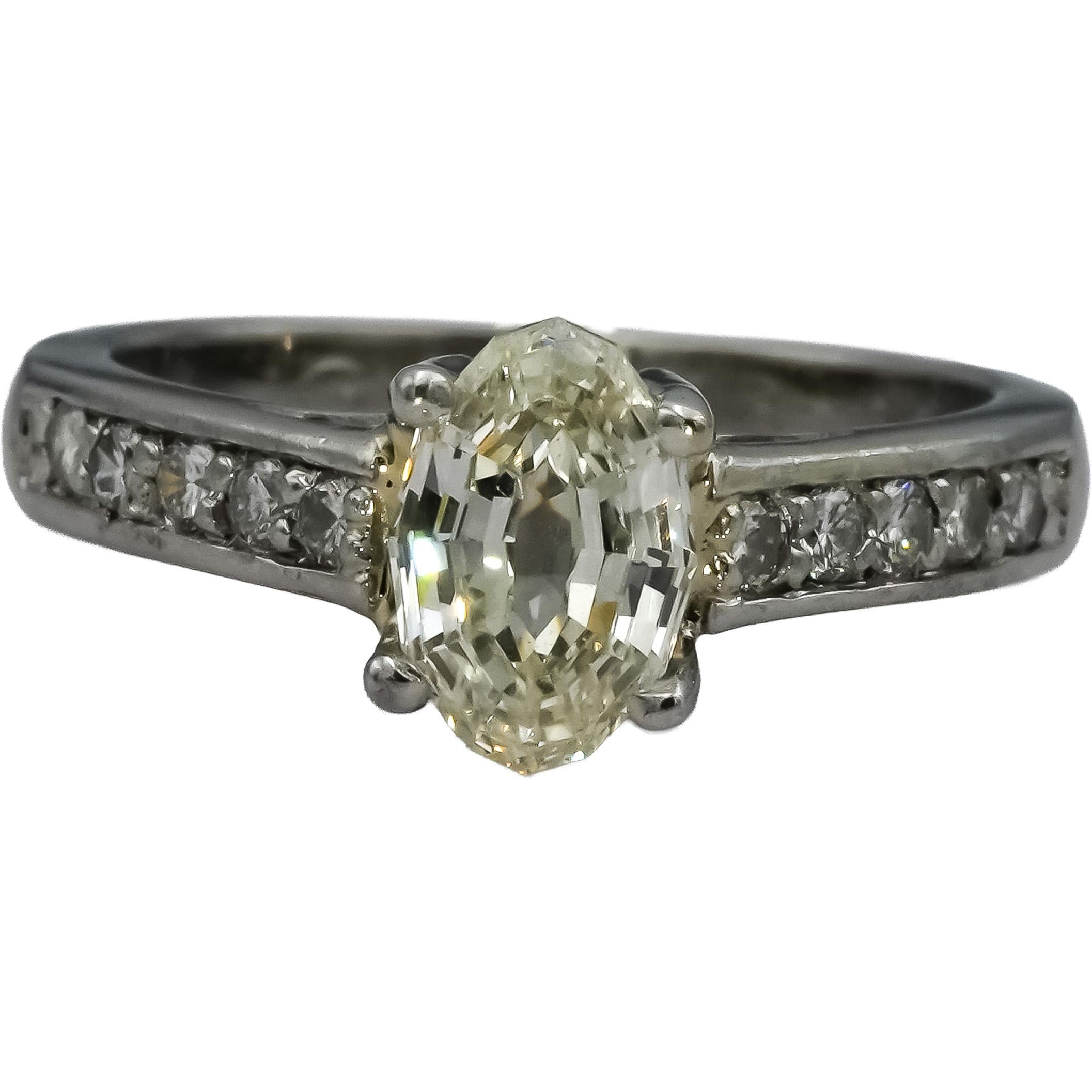 Platinum VS Diamond Engagement Ring 1.28CT w/ 1.03CT Center Size 5.25