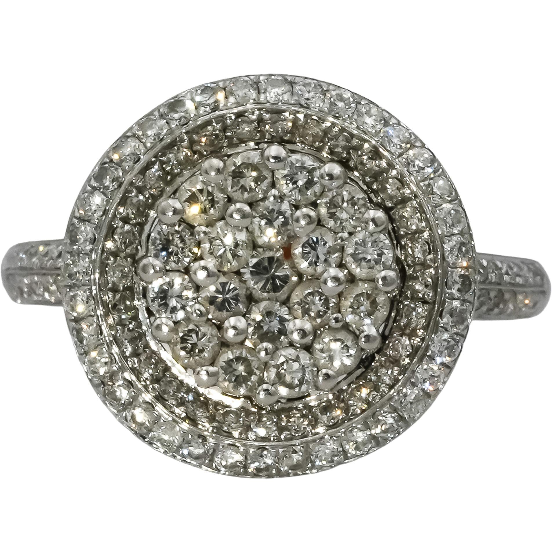 14k White Gold VS Round Diamond Cluster Cocktail Ring 1.0CT Size 8