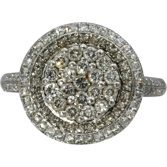 14k White Gold VS Round Diamond Cluster Cocktail Ring 1.0CT Size 8