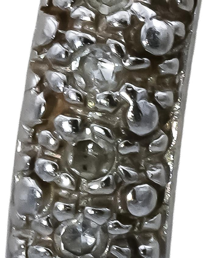 14k White Gold Round Pave Diamond Hoop Huggie Earrings 0.10CT