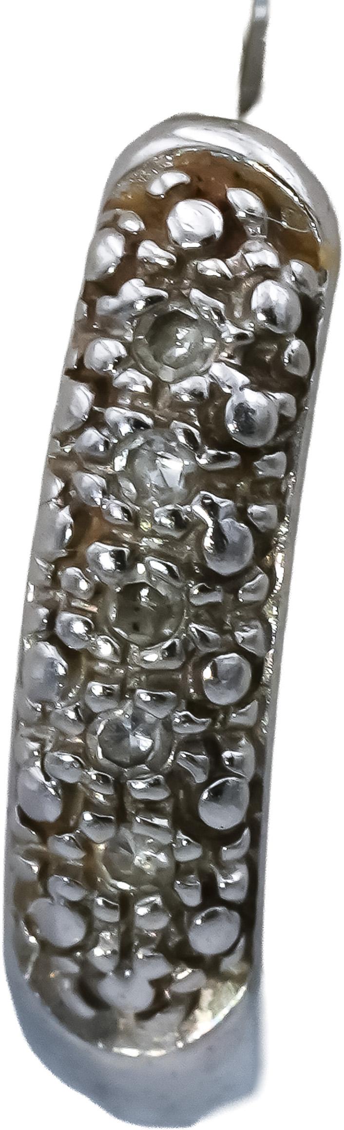 14k White Gold Round Pave Diamond Hoop Huggie Earrings 0.10CT