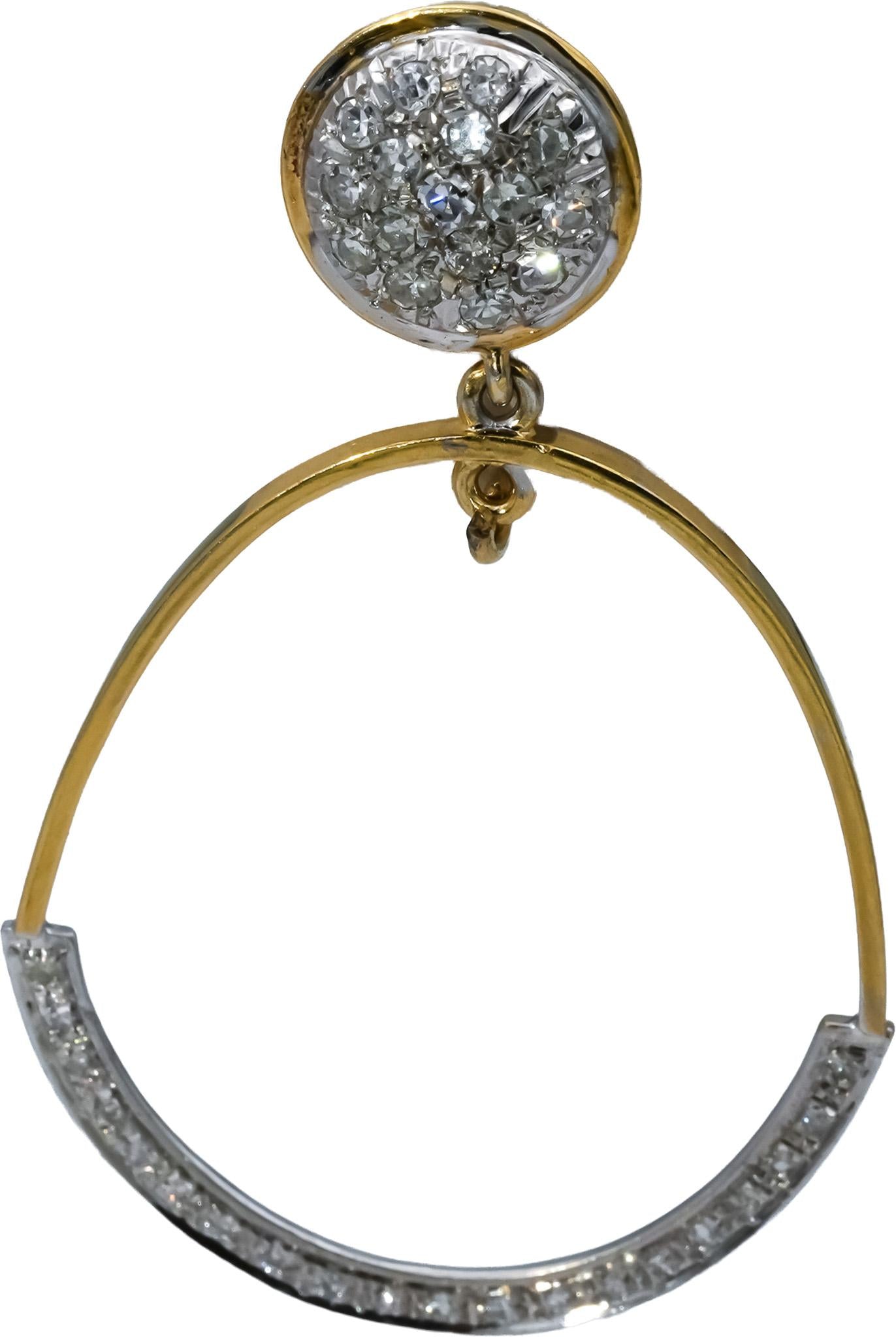 Vintage Antique 14k Yellow & White Gold 1.0CT Diamond Dangle Earrings 1.0CT