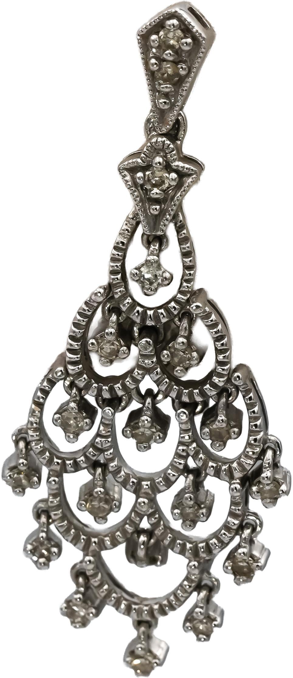 10k White Gold Round Diamond Dangle Earrings 0.45CT